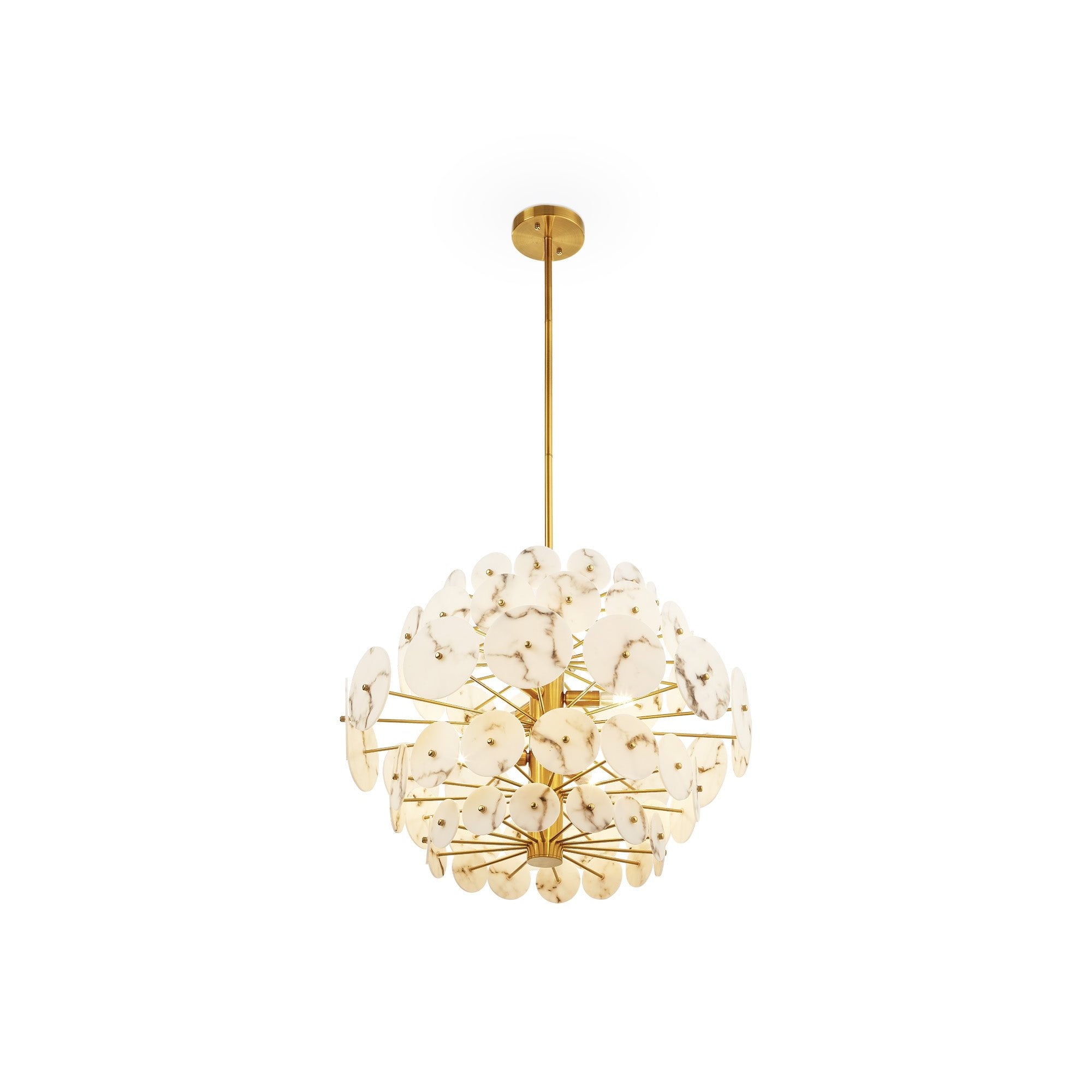 Momo Chandelier Antique Brass Frame & Faux Alabaster Petals Shades by Liang & Eimil