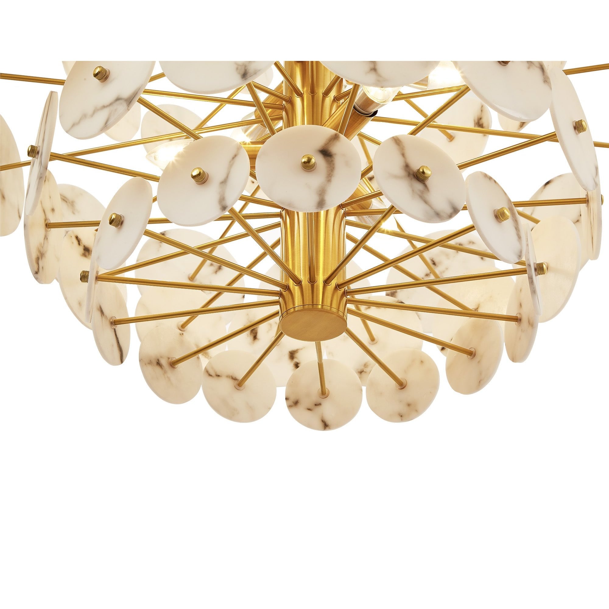 Momo Chandelier Antique Brass Frame & Faux Alabaster Petals Shades by Liang & Eimil