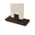 Madison Table Lamp Travertine & Antique Bronze Base & White Linen Shade by Liang & Eimil