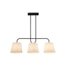 De Voir Black Metal Pendant Ceiling Light with White Linen Shades by Liang & Eimil