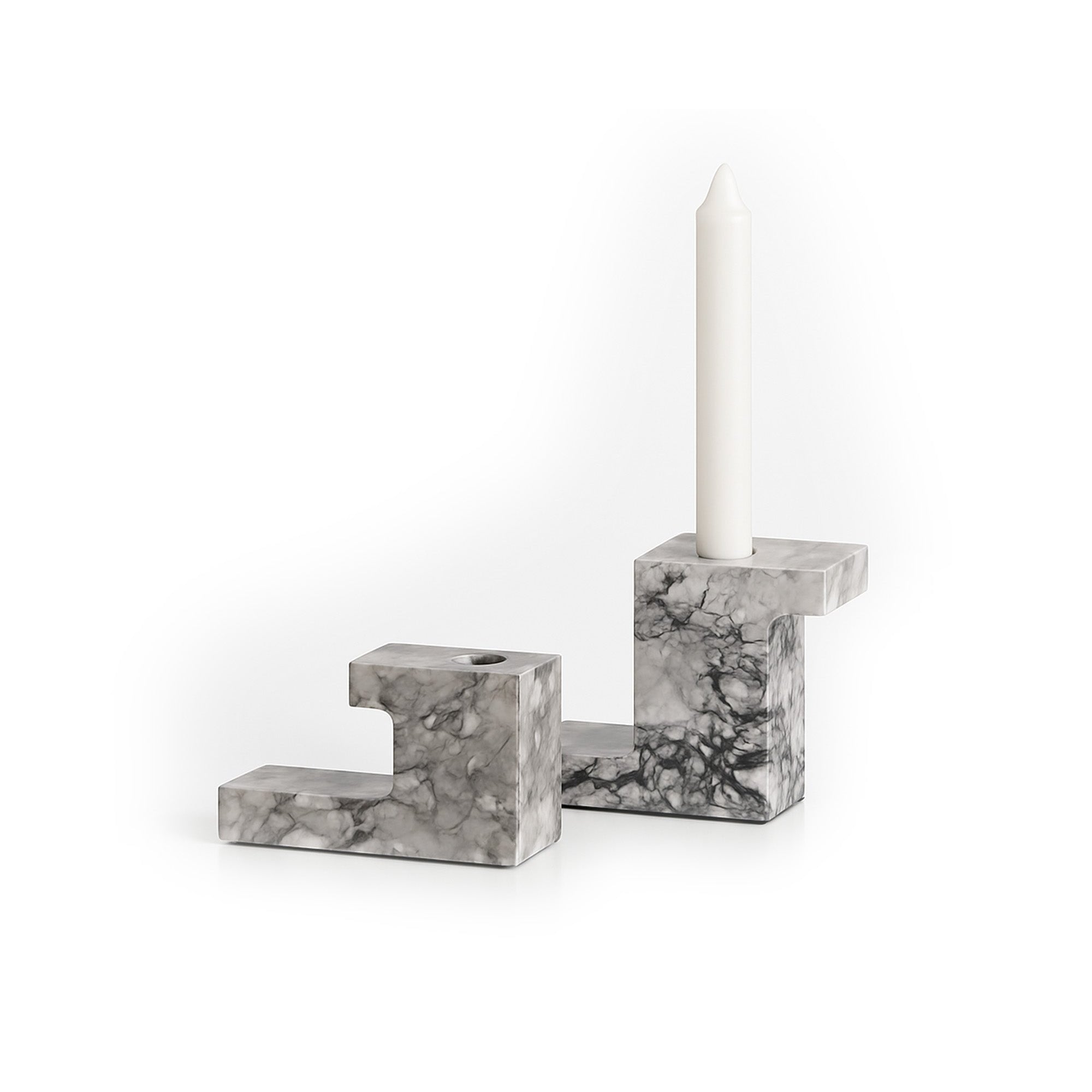 Arco Natural Grey & White Marble Candle Holders by Liang & Eimil