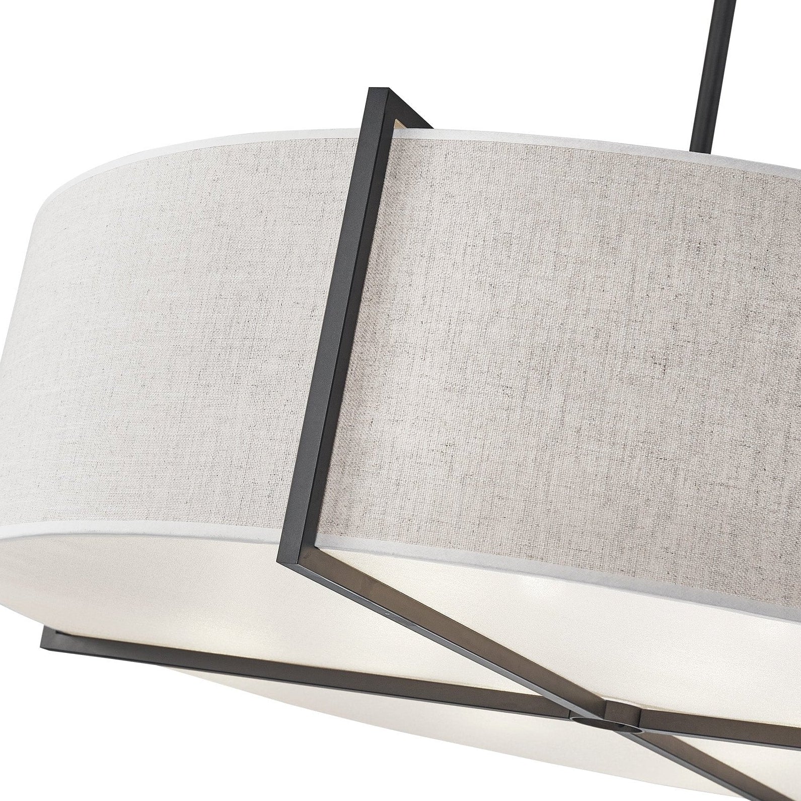 Sanderson Large Pendant Ceiling Light Linen & Matt Black Frame by Liang & Eimil