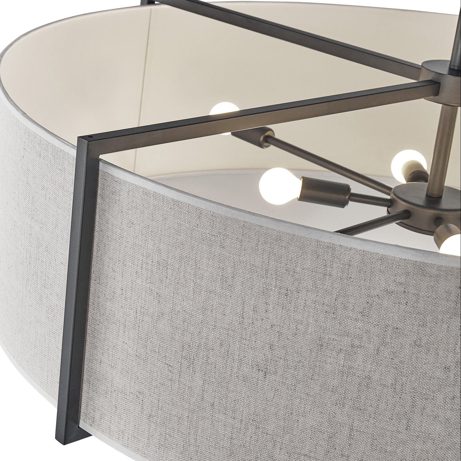 Sanderson Large Pendant Ceiling Light Linen & Matt Black Frame by Liang & Eimil