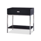 Levi Black Ash Veneer & Stainless Steel Bedside Table by Liang & Eimil