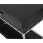 Levi Black Ash Veneer & Stainless Steel Bedside Table by Liang & Eimil