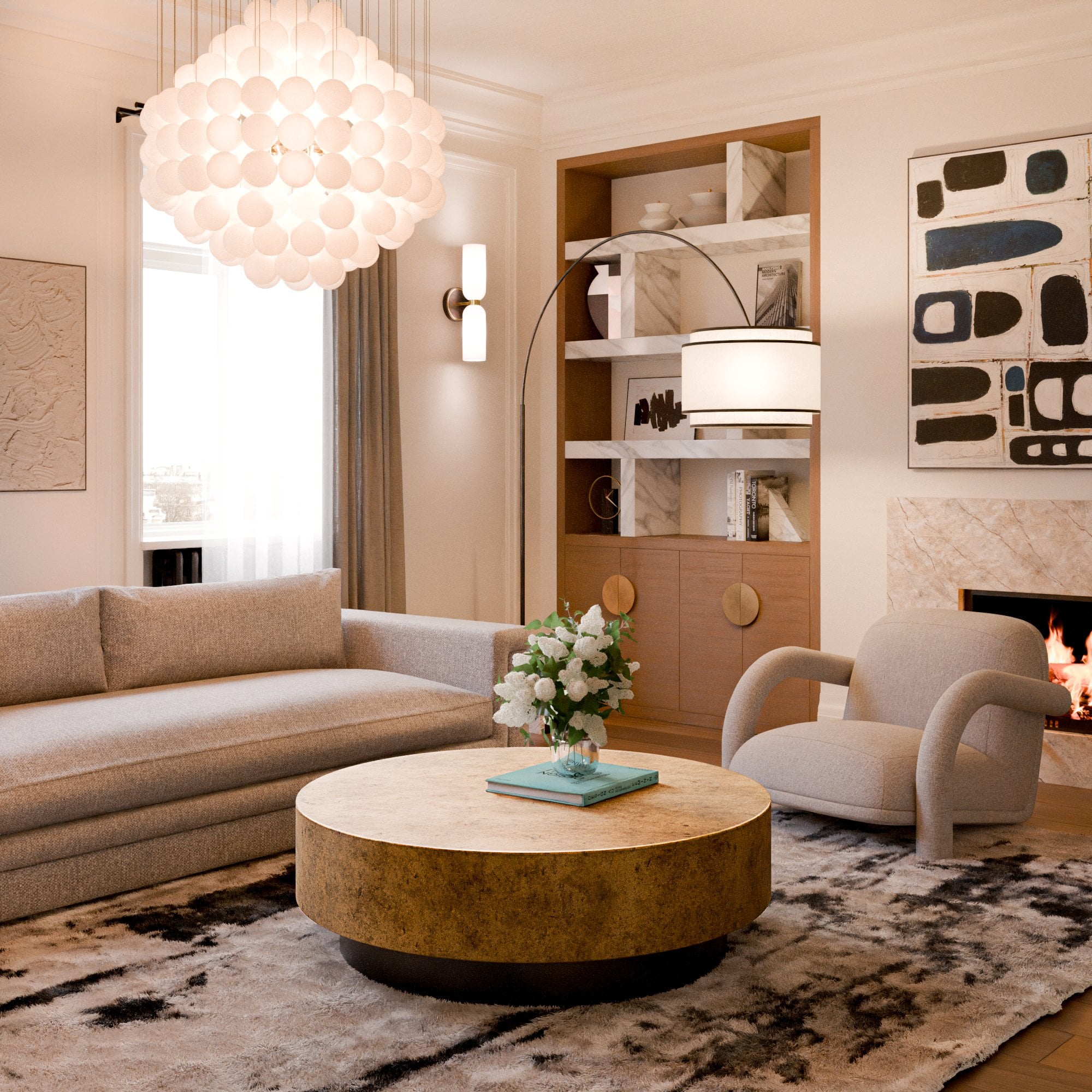 Aldo Coffee Table Matt Black Base & Aris Hairline Bronze Top by Liang & Eimil