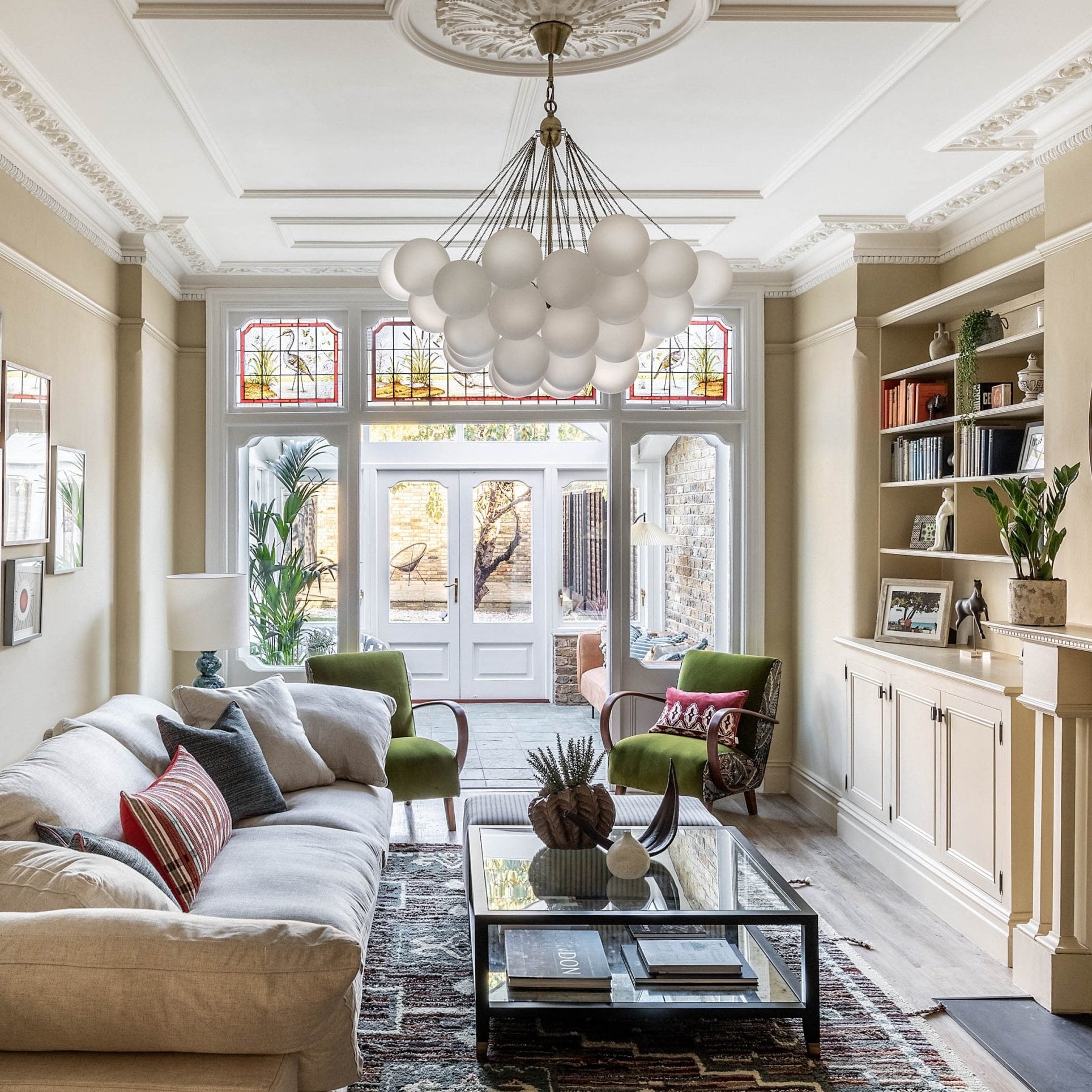 Cloud Antique Brass & Cloudy Glass Pendant Ceiling Light by Liang & Eimil