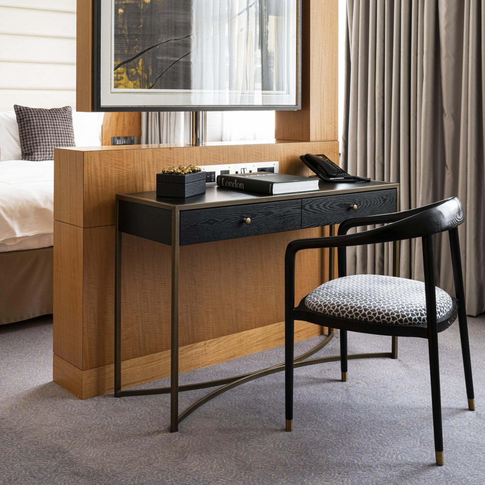 Rivoli Dressing Table Black Ash Veneer & Brass Painted Decorum Interiors Rivoli Dressing Table Black Ash Veneer & Brass Painted Decorum Interiors