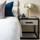 Roux Bedside Table Taupe Faux Leather & Ash Wood One Drawer by Liang & Eimil