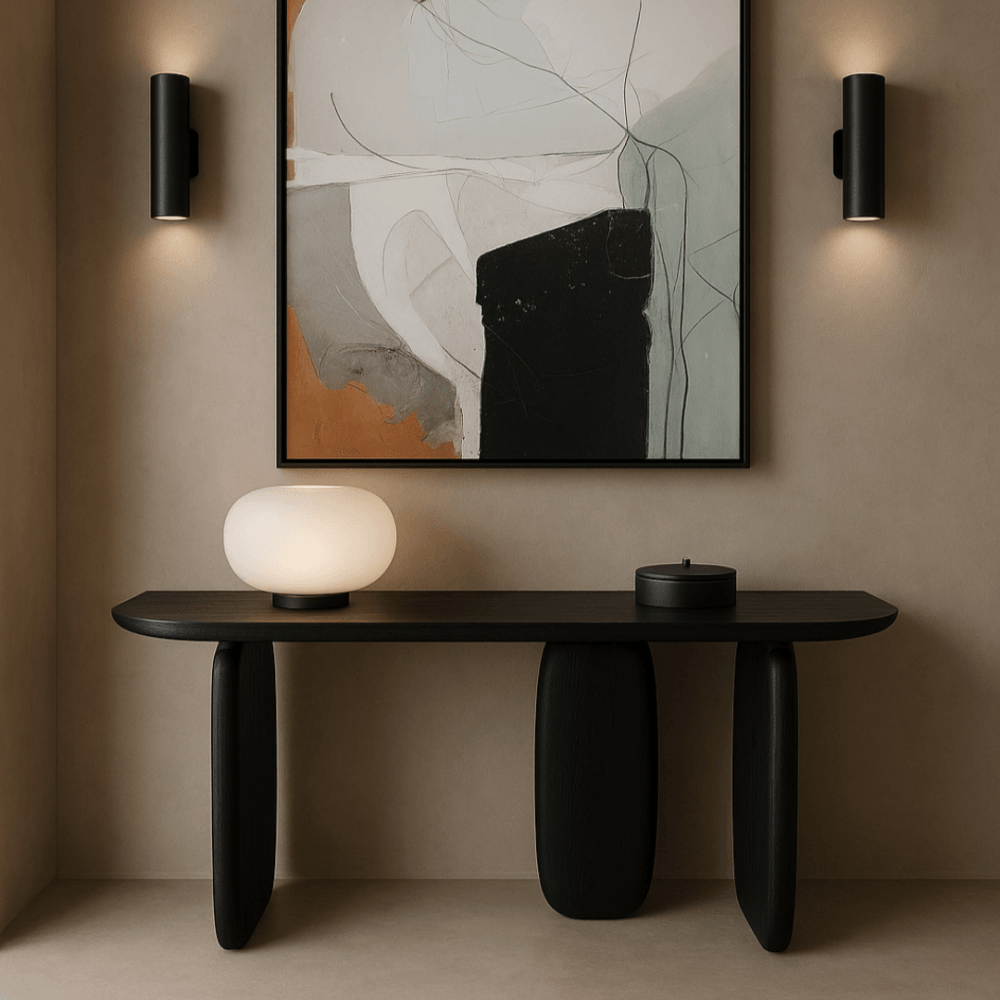 Underline Black Oak Console Table – Decorum Interiors