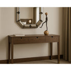 Alcudia Dressing Table Dark Brown Oak & Antique Brass by Liang & Eimil
