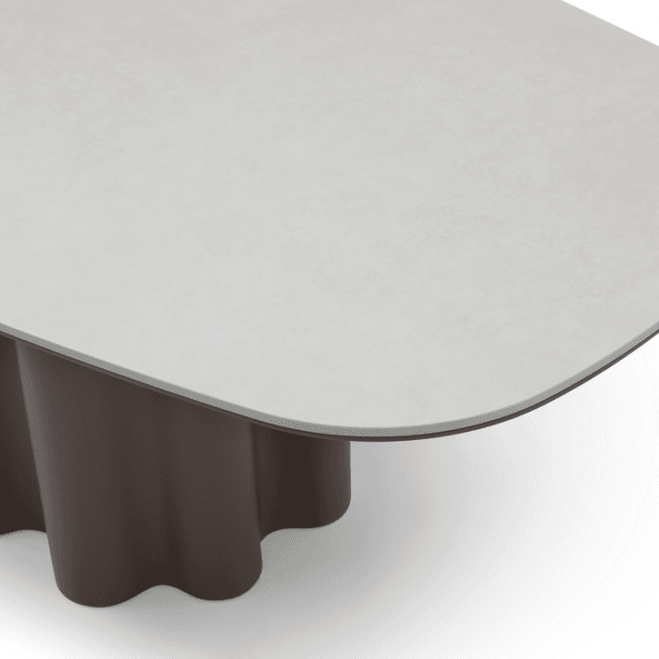 Moon Dining Table Cocoa Wood & Cream Ceramic Top 200cm by Tommy Franks