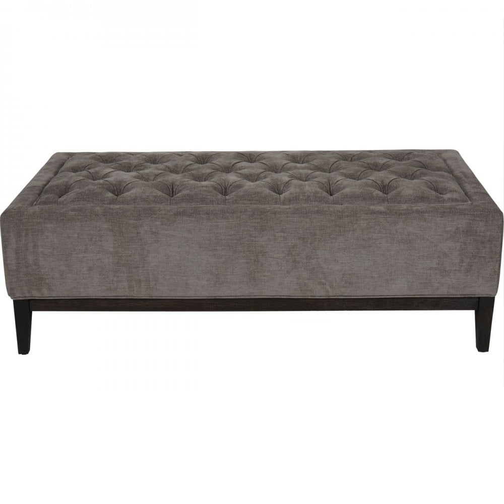 Theodore Warm Grey Buttoned XL Ottoman by Libra Interiors