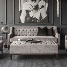 Theodore Warm Grey Buttoned XL Ottoman by Libra Interiors