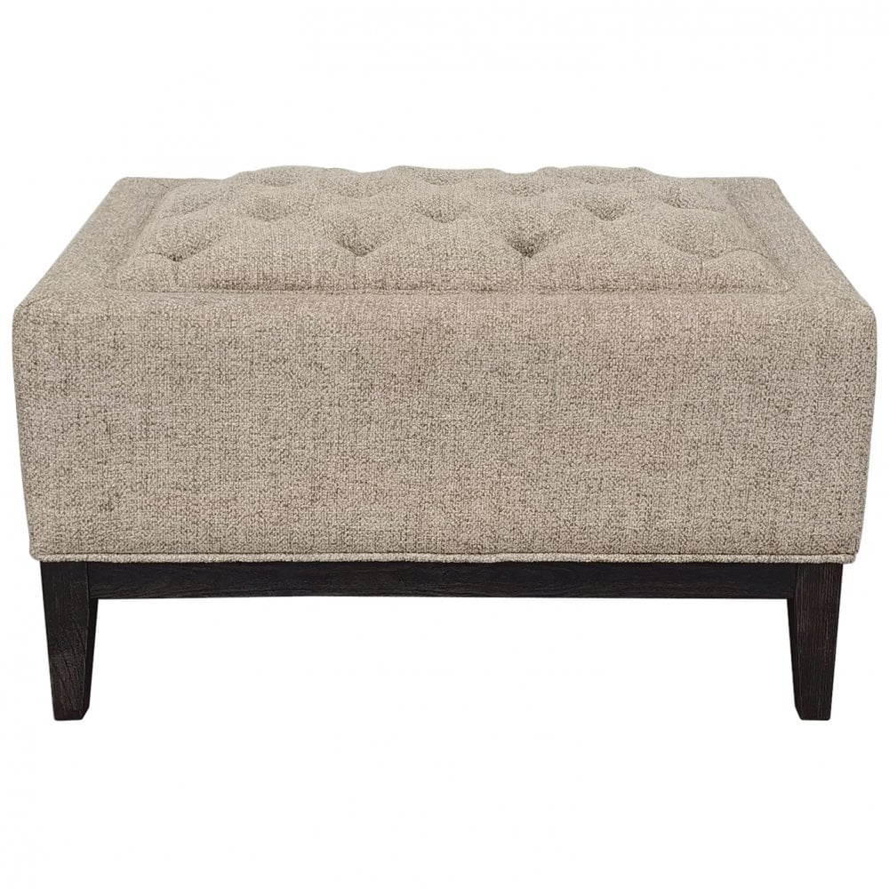 Theodore Dark Taupe Buttoned Stool by Libra Interiors