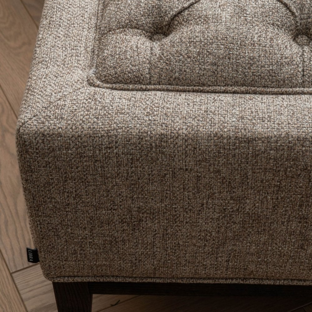 Theodore Dark Taupe Buttoned Stool by Libra Interiors