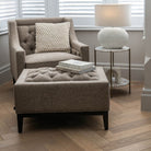 Theodore Dark Taupe Buttoned Stool by Libra Interiors