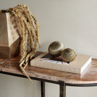 Harris Antique Brass Ribbed Decorative Ball Small by Libra Interiors