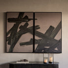 Hand Finished Impasto Brushstrokes Taupe Set of 2 Framed Canvas Wall Art by Libra Interiors
