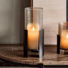 Belvedere Black Ribbed Hurricane - Large by Libra Interiors