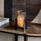 Belvedere Black Ribbed Hurricane - Small by Libra Interiors