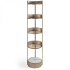 Belvedere Aged Gold Round Shelving Unit by Libra Interiors