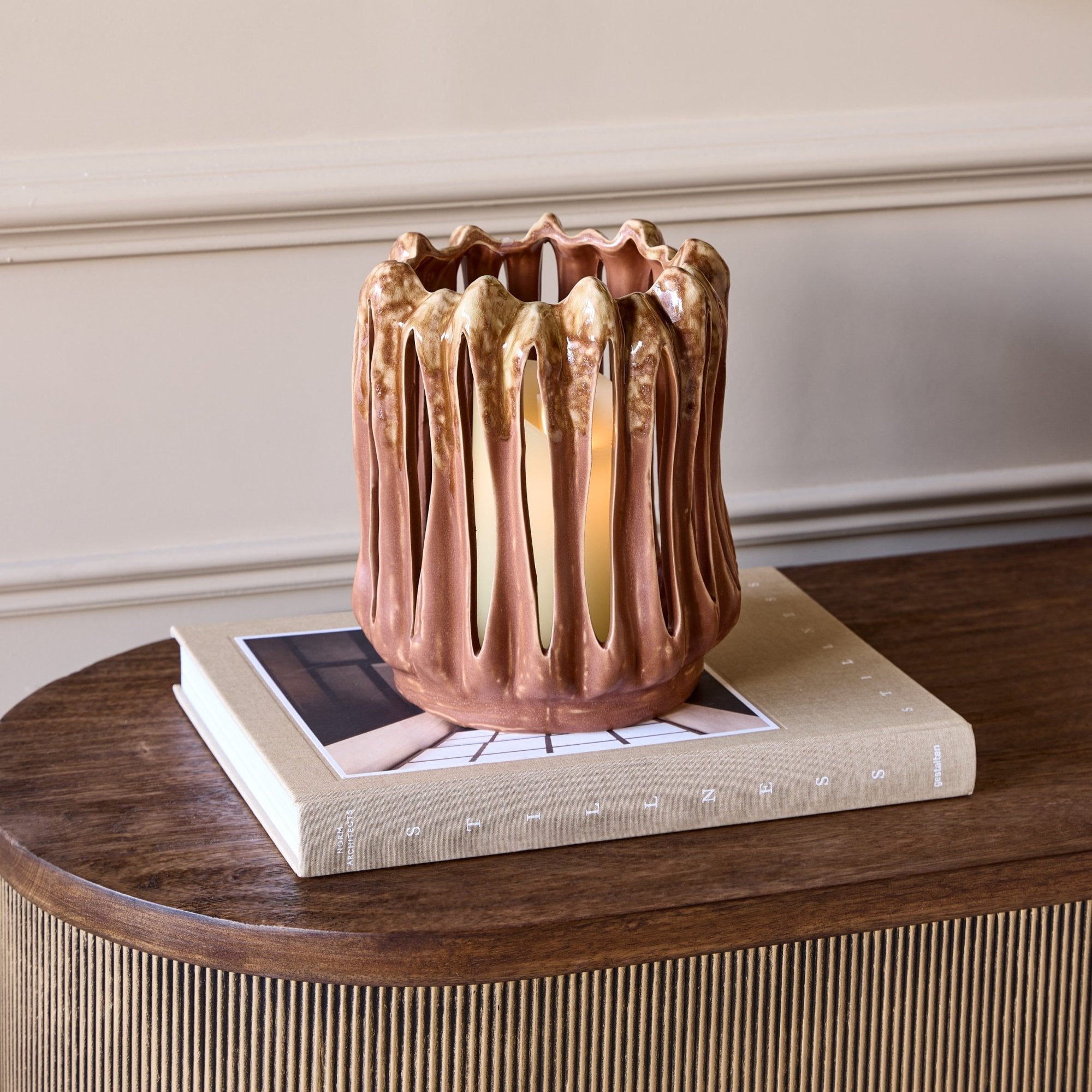 Denton Reactive Glaze Candleholder by Libra Interiors