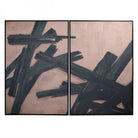 Hand Finished Impasto Brushstrokes Taupe Set of 2 Framed Canvas Wall Art by Libra Interiors