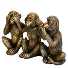 Three Antique Gold Wise Monkeys by Libra Interiors