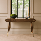 Malibu Console Table Walnut Wood with Brass Handles & Legs by Berkeley Designs