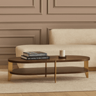 Malibu Coffee Table Walnut Wood Veneer & Brass Frame by Berkeley Designs