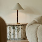 Paloma Satin Brass Table Lamp Smoked Oak by Heathfield & Co