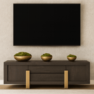 Zhoosh Grey Oak Wood Media TV Unit with Brass Legs by Berkeley Designs