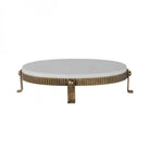 Belvedere Aged Gold Oval One Tiered Stand by Libra Interiors