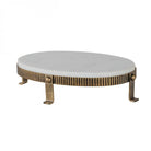 Belvedere Aged Gold Oval One Tiered Stand by Libra Interiors