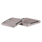Set of 2 Ivory and Black Faux Shagreen Trays by Kensington