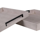 Set of 2 Ivory and Black Faux Shagreen Trays by Kensington