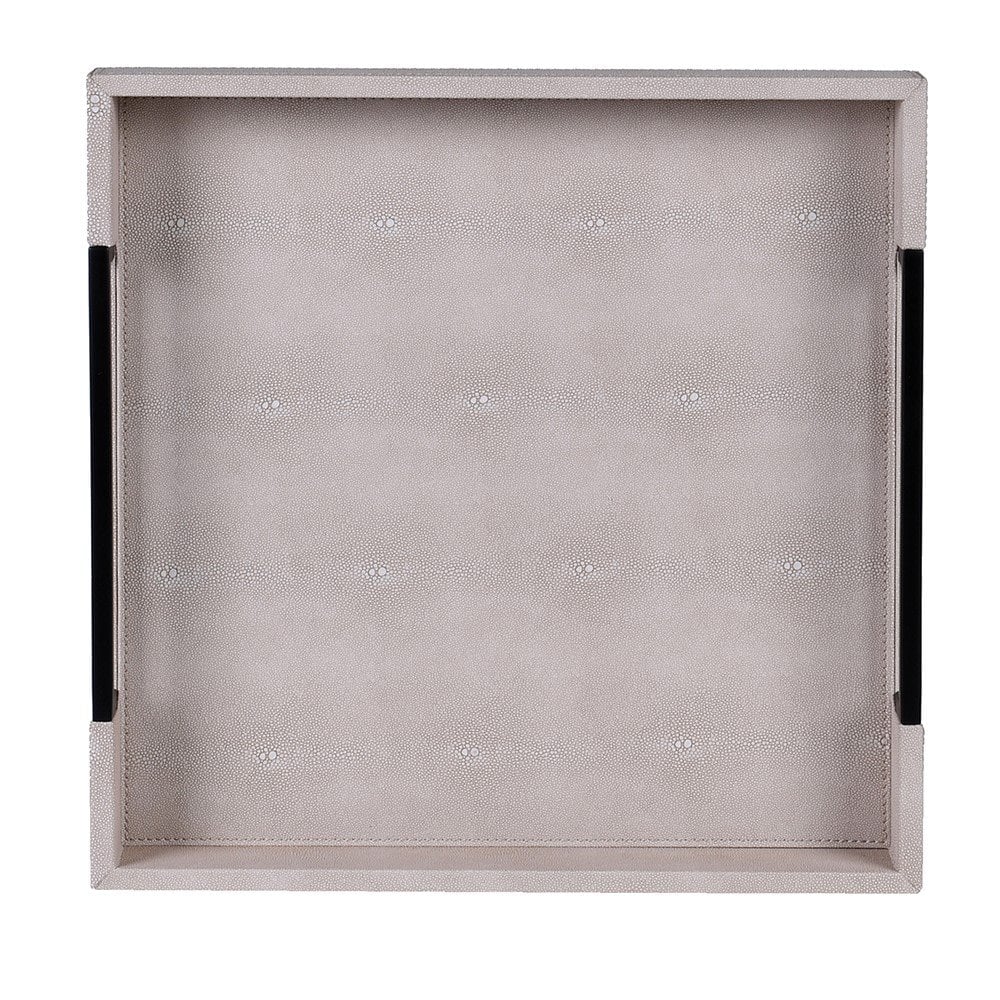 Set of 2 Ivory and Black Faux Shagreen Trays by Kensington