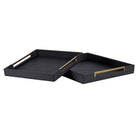 Set of 2 Gold and Black Faux Shagreen Trays by Kensington