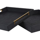 Set of 2 Gold and Black Faux Shagreen Trays by Kensington
