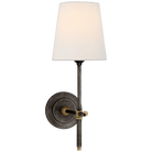 Bryant Antique Brass & Bronze Wall Light with Linen Shade by Visual Comfort & Co