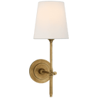 Bryant Antique Brass Wall Light with Linen Light Shade by Visual Comfort & Co
