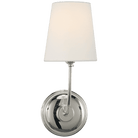 Vendome Polished Nickel Single Wall Light with Linen Shade by Visual Comfort & Co