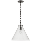 Katie Bronze Pendant Ceiling Light with Clear Glass Conical Shade by Visual Comfort & Co