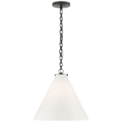Katie Bronze Pendant Ceiling Light with White Glass Conical Shade by Visual Comfort & Co