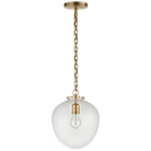 Katie Antique Brass Pendant Ceiling Light with Clear Glass Acorn Shade by Visual Comfort & Co