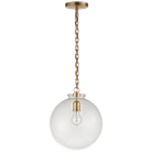 Katie Antique Brass Pendant Ceiling Light with Clear Glass Globe Shade by Visual Comfort & Co