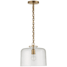 Katie Antique Brass Pendant Ceiling Light with Seeded Glass Dome Shade by Visual Comfort & Co