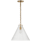 Katie Antique Brass Pendant Ceiling Light with Clear Glass Conical Shade by Visual Comfort & Co