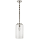 Katie Polished Nickel Pendant Ceiling Light with Clear Glass Cylinder Shade by Visual Comfort & Co